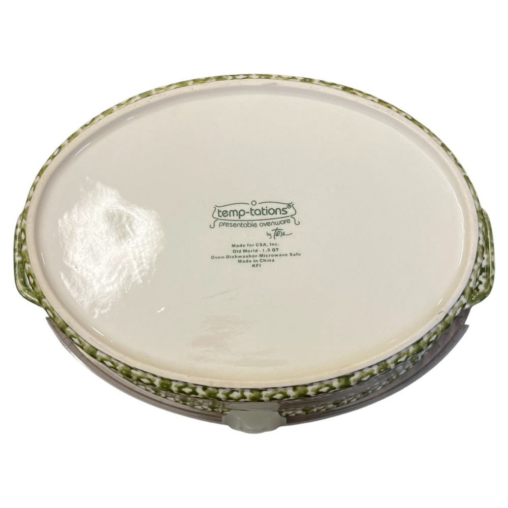 Temptations Old World Vintage 1.5 Quart Oval Covered Baking Dish Four Pi… - Picture 8 of 13